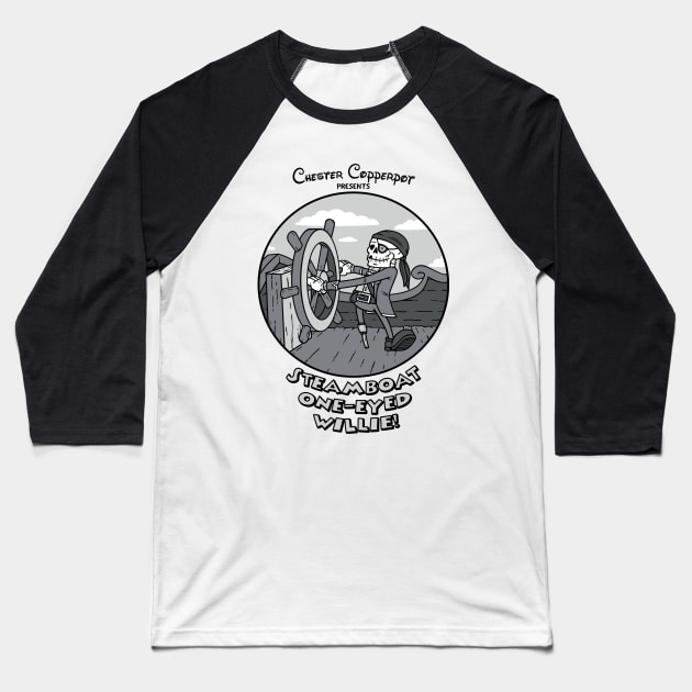 Steamboat One-Eyed Willie Baseball T-Shirt by blairjcampbell